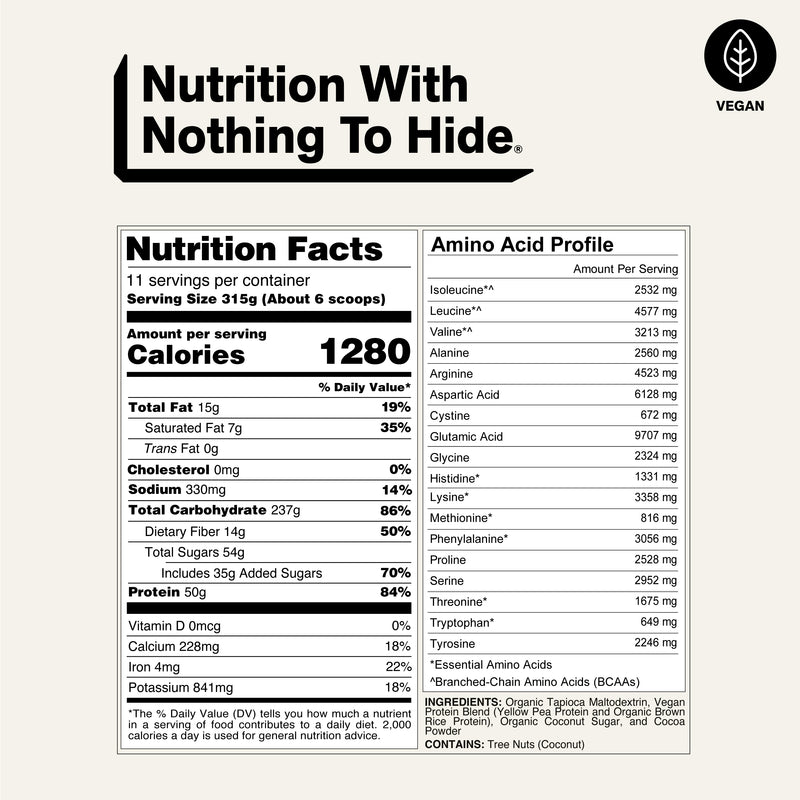 Chocolate Vegan Mass Gainer Supplement - Chocolate (Vegan)